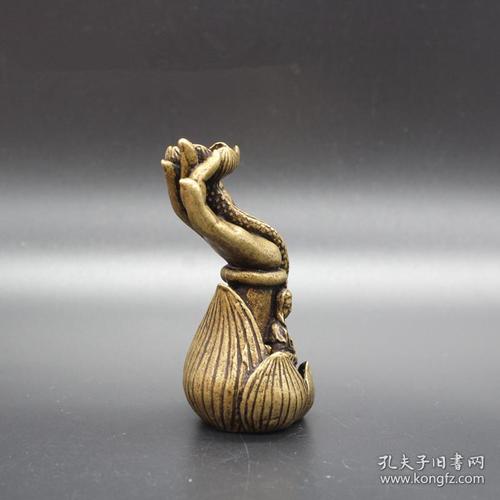 古玩杂项收藏小摆件实心摆件莲花观音香插