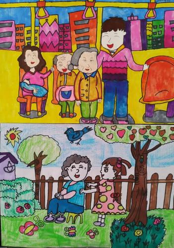 九九重阳"尊老敬老"绘画比赛--暨经济开发区中心小学重阳节美术实践