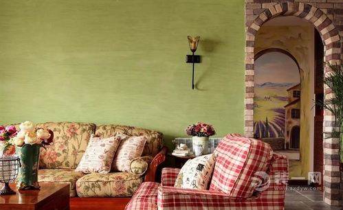 太原130平复古田园风格装修效果图 碎花布艺加文化砖