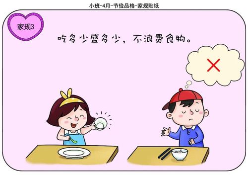 3, 吃多少盛多少,不浪费食物.(家长不要强迫孩子必吃食物.)