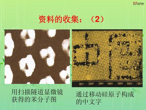 资料的收集:(2) 用扫描隧道显微镜 获得的苯分子图 通过移动硅原子