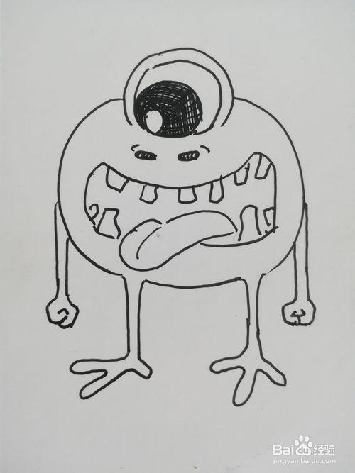 怎么画万圣节独眼怪兽的简笔画