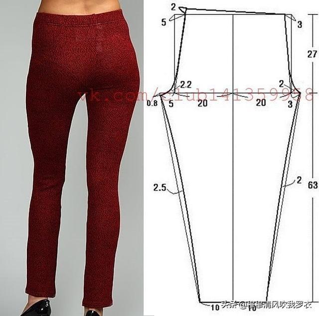 新手入门,简单的一片式紧身裤小脚裤裁剪图