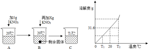 a,b,c中溶液一定是饱和溶液的是  ,一定是不饱和溶液的是  ;当x=  g时