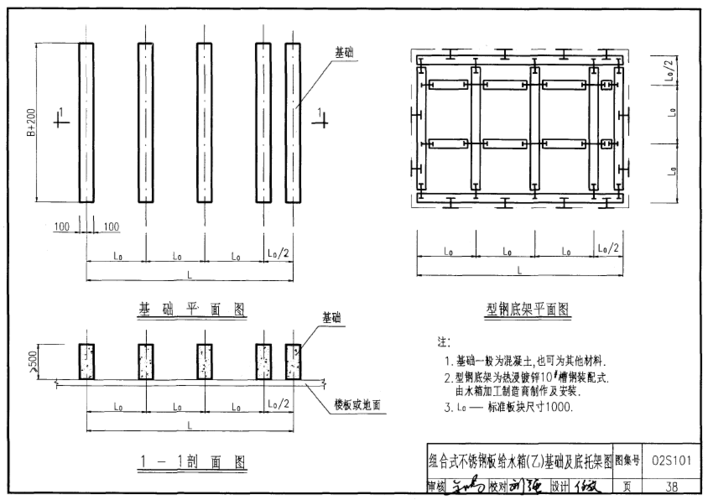 不锈钢消防水箱图集 02s101   (基础图)
