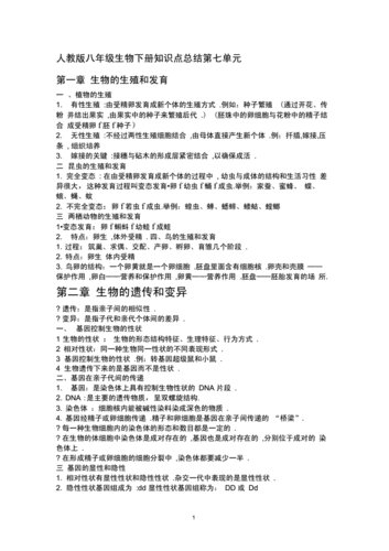 人教版八年级生物下册知识点总结.docx 4页