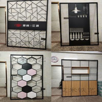 隔断镂空铁艺网格装饰酒吧烧烤火锅屏风饭店办公屏风