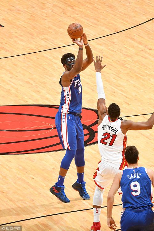 组图76人胜热火恩比德钉板大帽韦德后仰跳投