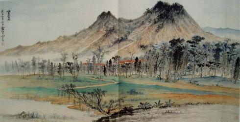 谢伯子国画:紫金山