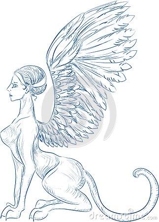 狮身人面守护兽简笔画