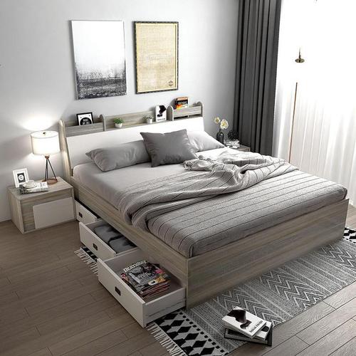 苏宁严选e0级榻榻米床现代简约北欧储物高箱收纳板式踏踏米主卧抽屉