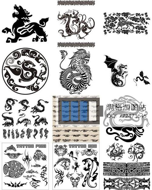 《矢量古典龙凤貔貅》中国龙 龙凤素材传统图案古文化