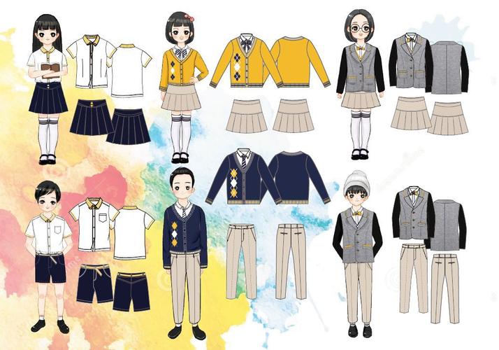 46组校服设计(效果图 款式图 设计说明 面料工艺合集)