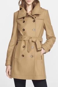 德国直邮 burberry巴宝莉正品女士经典羊毛混纺双排扣中长款大衣