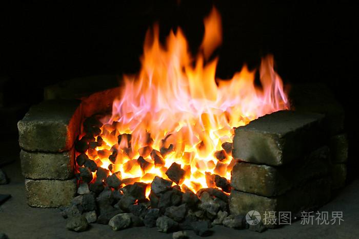 burning black coal