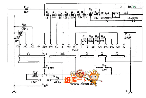 mf88万用表电路图