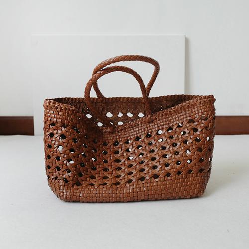 joydivision手工真皮编织包tote 牛皮单肩手提包新款
