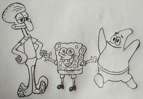 海绵宝宝派大星与章鱼哥的画法小朋友跟我一起画