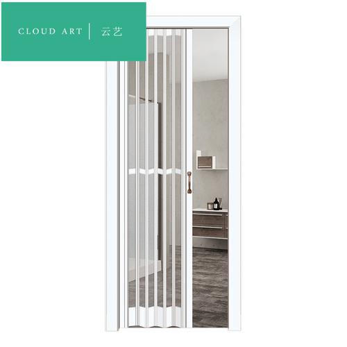 云艺铝镁合金小折叠门推拉门厨房卫生间浴室伸缩隔断无下轨道移门