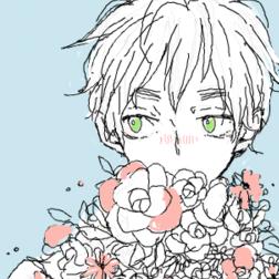 有没有类似这种图的就是动漫男的抱着一捧花的