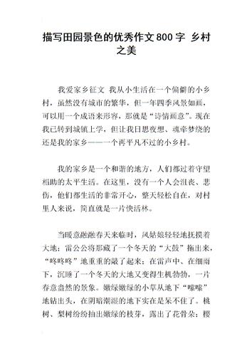 描写田园景色的优秀作文800字 乡村之美.docx