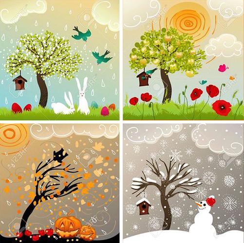 甲子镇中心小学线上美术课《色彩冷暖画,树的四季》