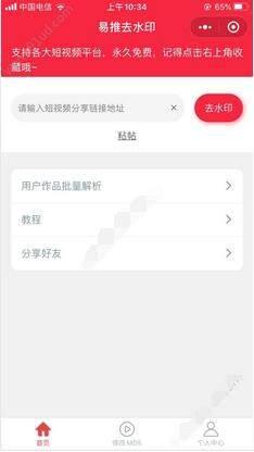易推去水印小程序简介易推去水印小程序,支持小红书app图片和短视频