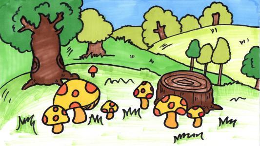 森林的简笔画颜色