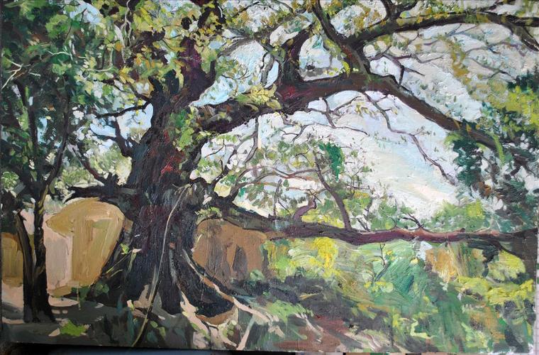 熊鹰_大榕树_风景_油画_318艺术商城_首家学院原创艺术品交易网站