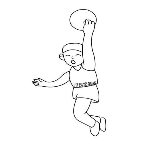 小学生篮球项目简笔画投篮球的人物动作简笔画