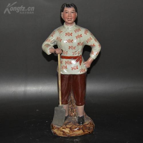 景德镇雕塑瓷厂 老厂货文革八大样板戏人物雕塑像摆件