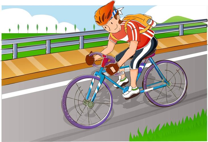 骑自行车的可爱卡通男孩,-素材公社tooopen.com