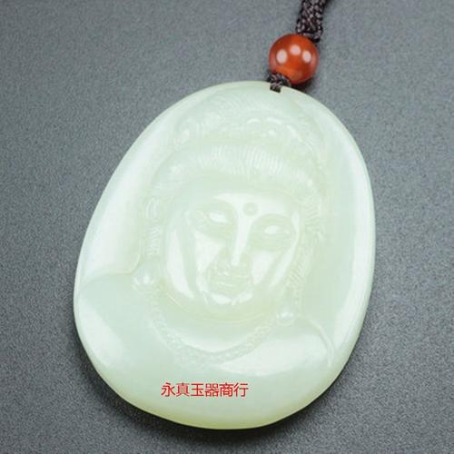 新疆和田玉观音头像吊坠和田玉白玉观音挂件男款玉坠