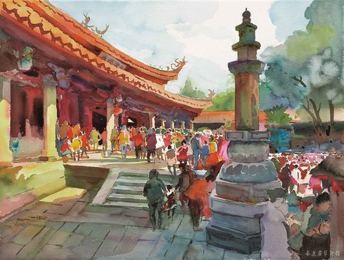 安平桥晨曦· 水彩画蔡永辉 ·君临天下· 水彩画蔡永辉 ·真武庙