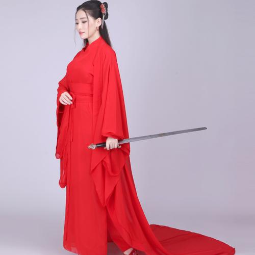 [惠都旗舰店] 惠都新款服装仙女装红色古装女汉服古筝演出服侠女服