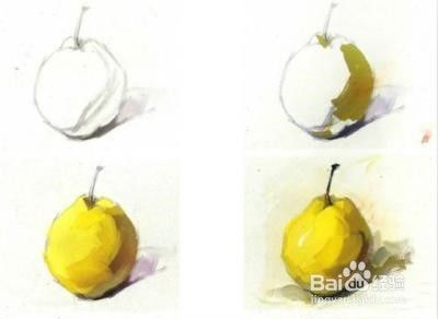 如何画色彩静物之梨子