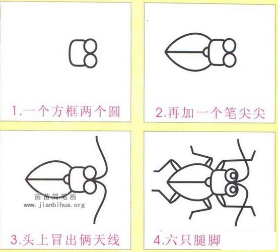 天牛卡通简笔画图解