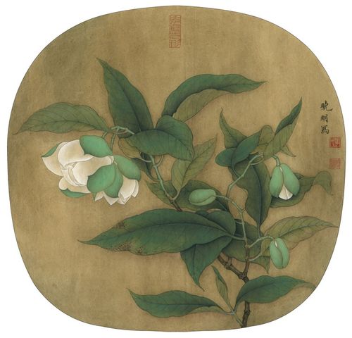 临宋夜合花图 - 工笔花鸟 - 高清国画复制 高仿书画 中艺名画 国画