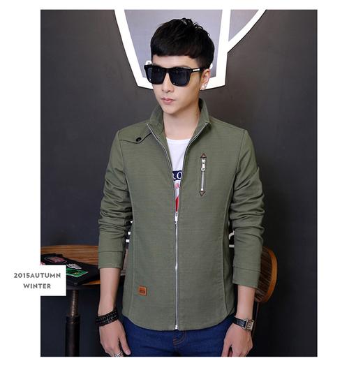 天猫爆款春秋新款男式纯棉夹克衫男士休闲纯色上衣男装外套批发潮