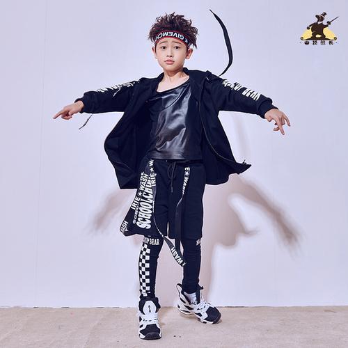 舞台嘻哈走秀演出服装潮 hiphop 新款儿童街舞套装男童字母卫衣少儿