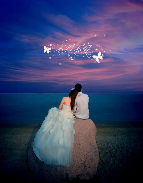 婚纱背影头像海边