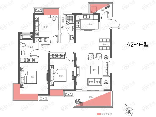 西站瑞都a2-1户型户型图