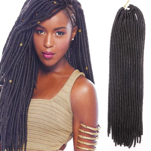 直筒曲非洲黑人彩色假发化纤空心辫子彩色softdreadlock厂家批发