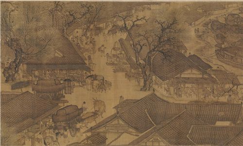 北宋《清明上河图》是一幅反映首都开封府风土人情的名作,图中共描绘