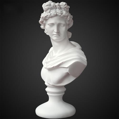 北欧装饰品大卫人像头像雕像树脂雕塑艺术品 中号太阳神白色【60cm】