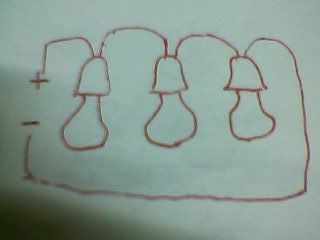 展开全部 三个灯泡装进灯头再中间那个的两根引出线分别另各接一个灯