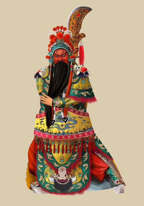 京剧关公人物插画       