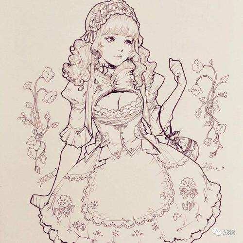洛丽塔女孩线稿