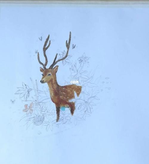 暖春樱花季 #装饰画  #水彩画  #唯美意境  #一起画画  #鹿  #记忆