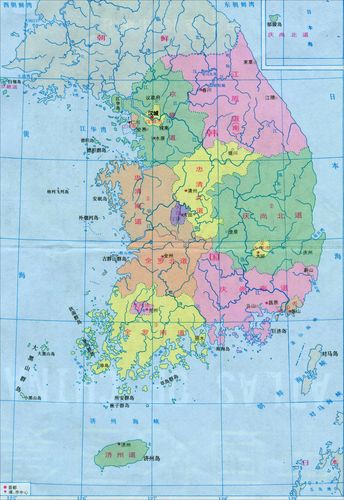 韩国行政区划_朝鲜地图高清中文版